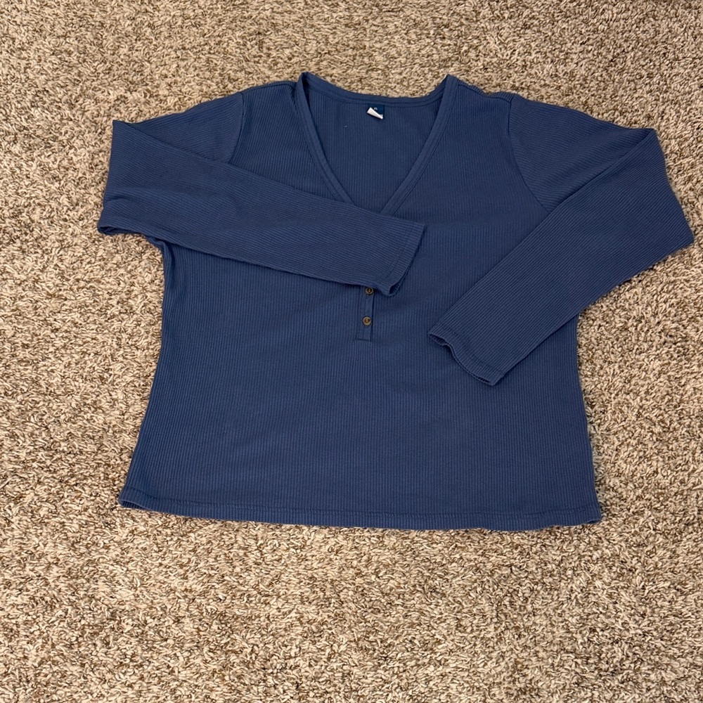 Old Navy Blue Ribbed Scoop Neck Top